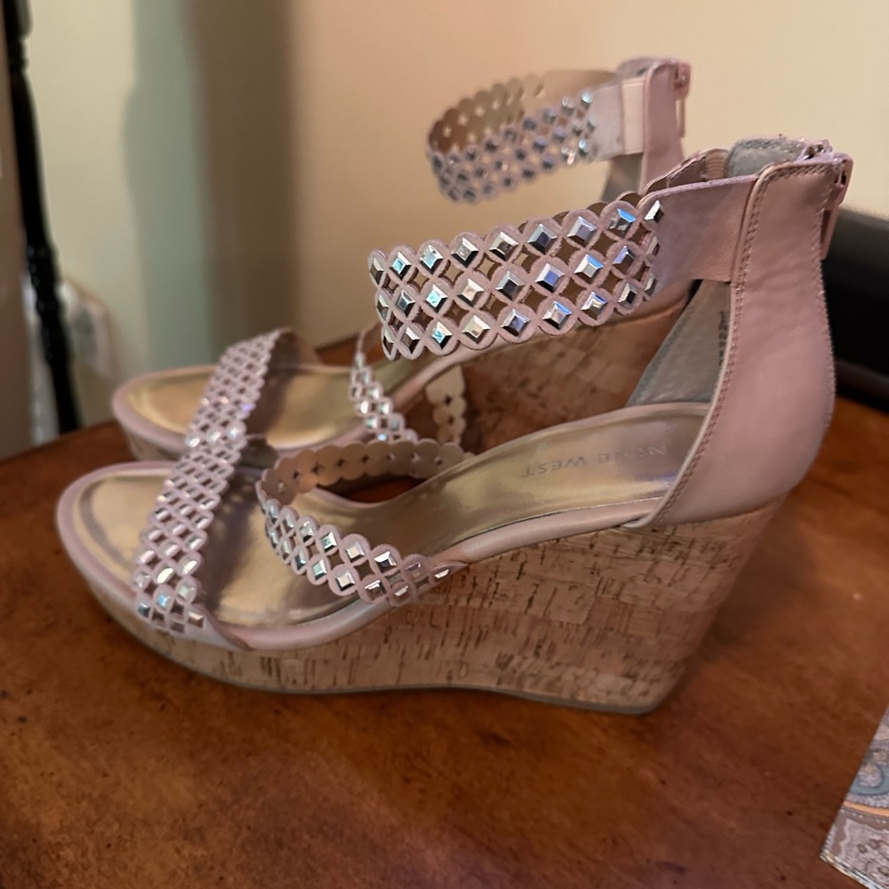 Nine West Nude/ Silver Sandals